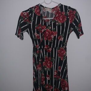 Glitter Girl Rose Floral Dress Striped Size 12 in Kids